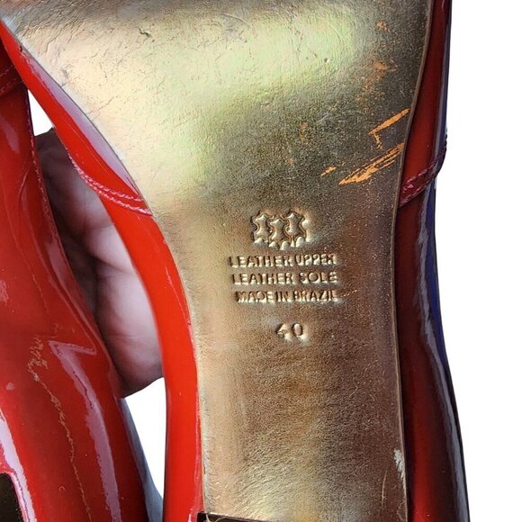 Aldo Sexy Y2K Red Patent Leather Stiletto Pointed Toe Cutout Pumps Size 9 - Picture 10 of 13